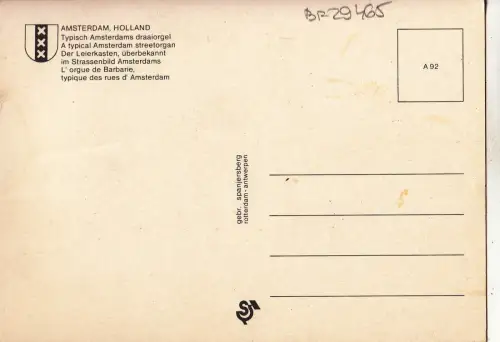BF29465 typisch draaiorgel amsterdam niederlande front/back image