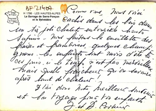 BF21407 h a le barrage de serre poncon france front/back image