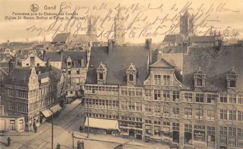 BG25857 panorama pris du chateau des contes gand belgien