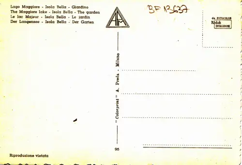 BF13637 lago maggiore isola bella giardino italy front/back image