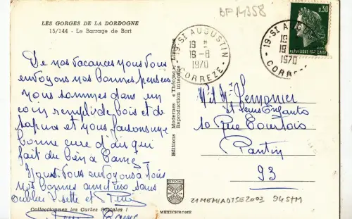 BF14358 le barrage de bort france front/back image