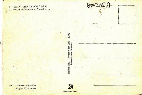 BF20517 st jean pied de port p a citadelle de vauban e france front/back image