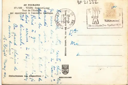 BF21552 tours i et l tour de l horloge france front/back image