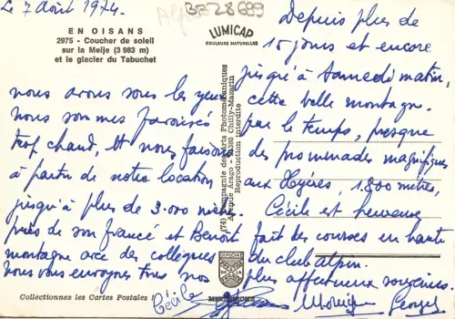 BF28699 en oisans coucher de soleil sur la meije france front/back image