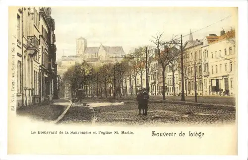 BT3396 Le boulevard de la sauveniere et l eglise st martin Liege Belgien