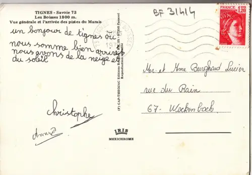 BF31414 tignes les boisses france front/back image