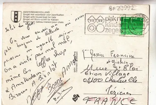 BF29992 amsterdam netherland singel met woonboot voor zwefkatt front/back image