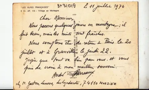 BF31019 village en montagne france front/back image