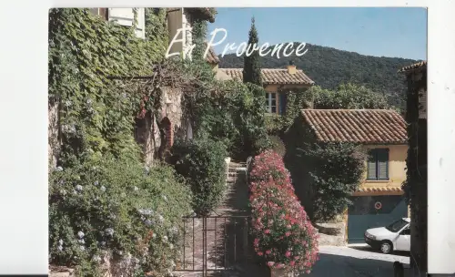 BF21409 une rue fleurie en provence france front/back image