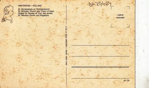 BF29464 amsterdam st nicolaaskerk en schreierstore netherland front/back image