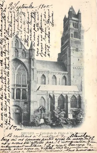 BF34582 Brügge Kathedrale und Fleche de St Sauveur Belgien Vorder-/Rückseitenscan
