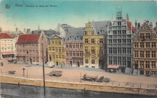 B3606 Belgien Gand Maisons du quia aux herbes 1927 Front/Back Scan