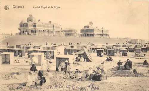 BF34352 ostende chalet royal et la digue belgien front/back scan