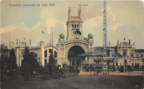 BF34606 exposition universalle de liege 1905 les halls belgien front/back scan