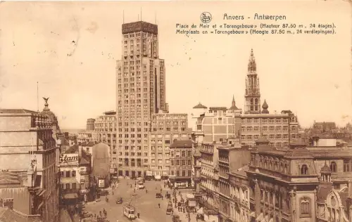 BF34464 anvers place de meir et torengeboue belgium front/back scan