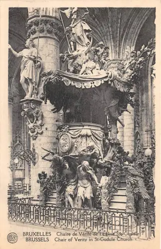 BF34548 chaire de verite de l eglise ste gudul bruxelles belgium front/back scan