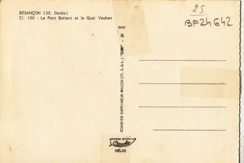 BF24642 besancon doubs le pont battant et le quai vaub france front/back image