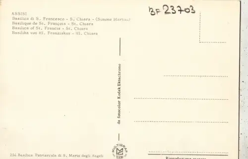 BF23703 basilica di s rancesco s chiara assisi italy front/back image