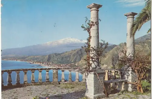 BF23120 taormina panoramica da villa falconara italy front/back image