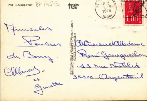 BF14543 Gargilesse Frankreich Vorder-/Rückbild