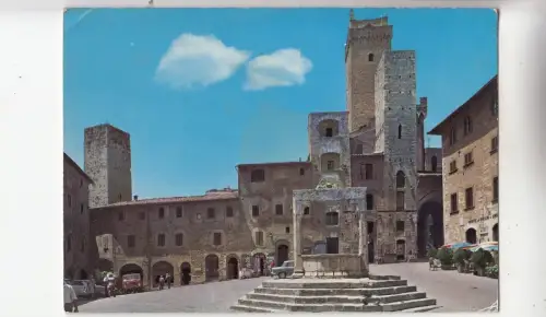 BF29317 citta di s gimignano siena piazza della cisterna italy front/back image