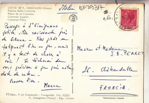 BF29317 citta di s gimignano siena piazza della cisterna italy front/back image