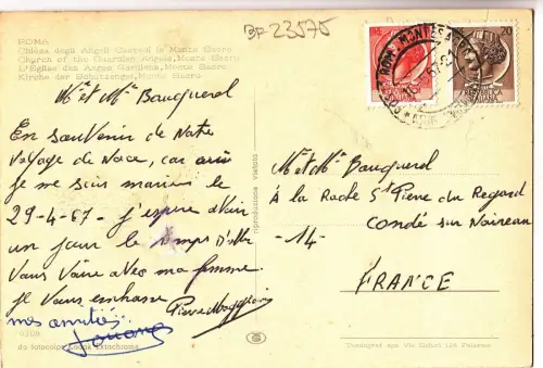 BF23575 roma chiesa degli angeli custandi in monte sacr italy front/back image