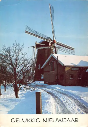BT1199 gelukkig nieuwjaar moulin a vent windmill new year netherlands mill