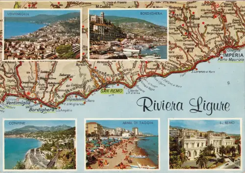 BF12555 Riviera Ligur Italien Karte Cartes Geographiques Italien Vorder-/Rückbild