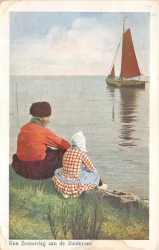 B94392 een zomerdag aan de zuiderzee Schiffstypen Folklore Kostüme Niederlande