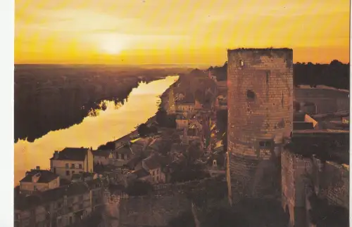 BF15550 chinon coucher de soleil sur la vienne france front/back image