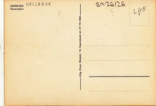 BF26126 Zirikzee Havenplein Netherland Front/Back Image
