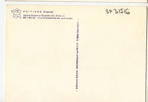 BF31516 poitiers vienne notre dame la grande france front/back image