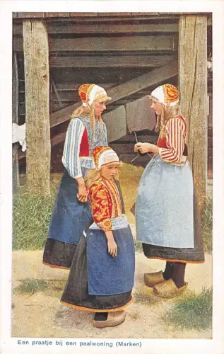 BR56023 Een praatje bij een paalwoning marken child enfant Netherlands