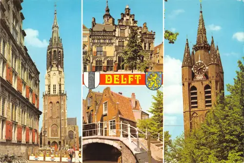 B109080 Niederlande Delft Holland Brückenturm Kirche Eglise Rathaus