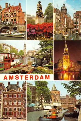B109126 Niederlande Amsterdam Holland Rathaus Fluss Boote Turm Statue
