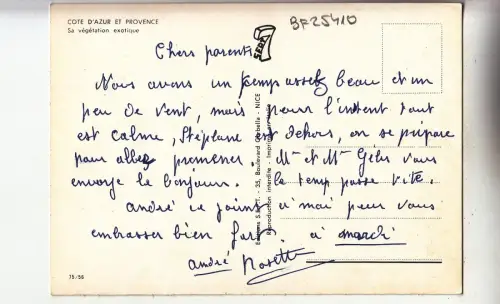 BF25410 cote d azur sa vegetation exotique france front/back image