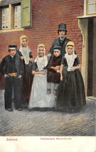 B94066 Zeeland Walchersche Boerenfamilie Niederländische Hafentypen Folklore Kostüme
