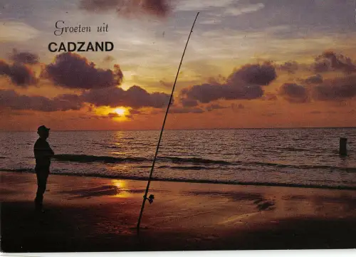 B109883 Niederlande Groeten uit Cadzand Meeresfischer Sonnenuntergang
