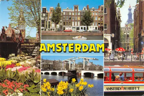 B109989 Niederlande Amsterdam Holland Brücke Fluss, Kirche Blumen