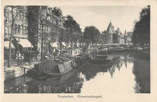 B106134 Niederlande Amsterdam Kloveniersbrugwal Boote