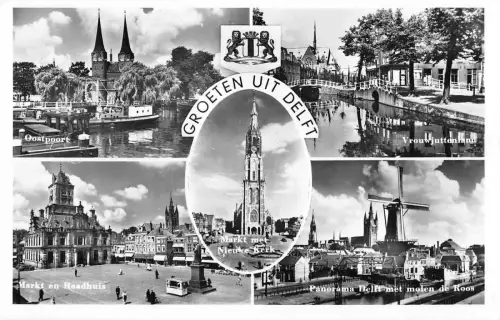 B106718 Niederlande Delft Oostpoort, Markt en Raadhuis Kerk Markt