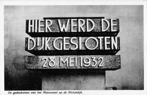 BR55795 de gedenksteen aan het monument op de Afsluitdijk Niederlande