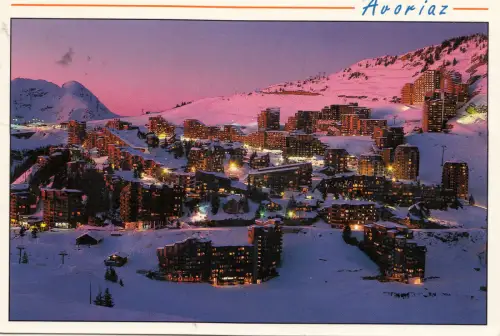 BF14895 avoriaz the savoie la station by night france front/back image