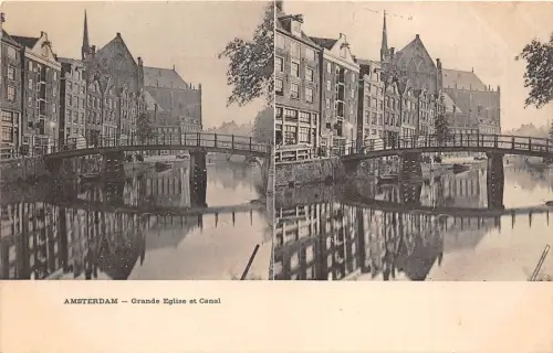 B92975 amsterdam grande eglise et canal niederlande