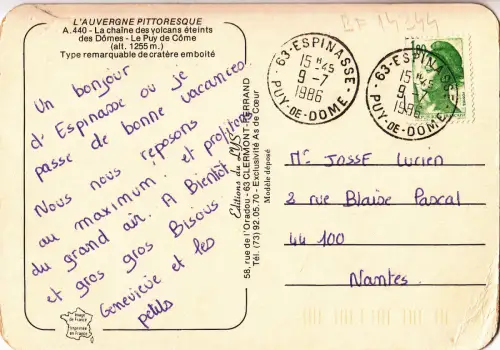 BF14344 la chaine des volcans etainte le puy de dome france front/back image