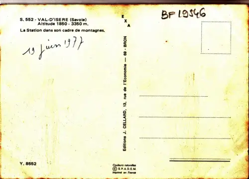 BF19546 val disere la station dans son cadre france front/back image