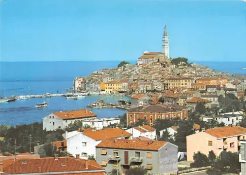 B109719 Kroatien Rovinj Jugoslavija Hafen Boote Panorama Gesamtansicht