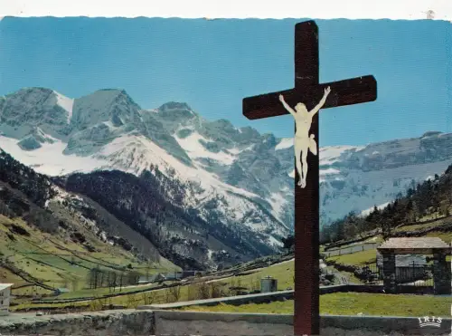 BF20656 gavarnie le cirque christ protege les montagn france front/back image