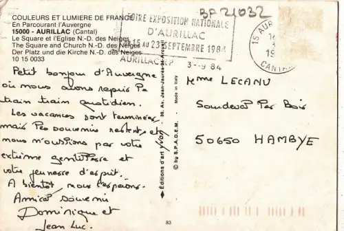 BF21032 aurillac cantal le square et l eglise france front/back image